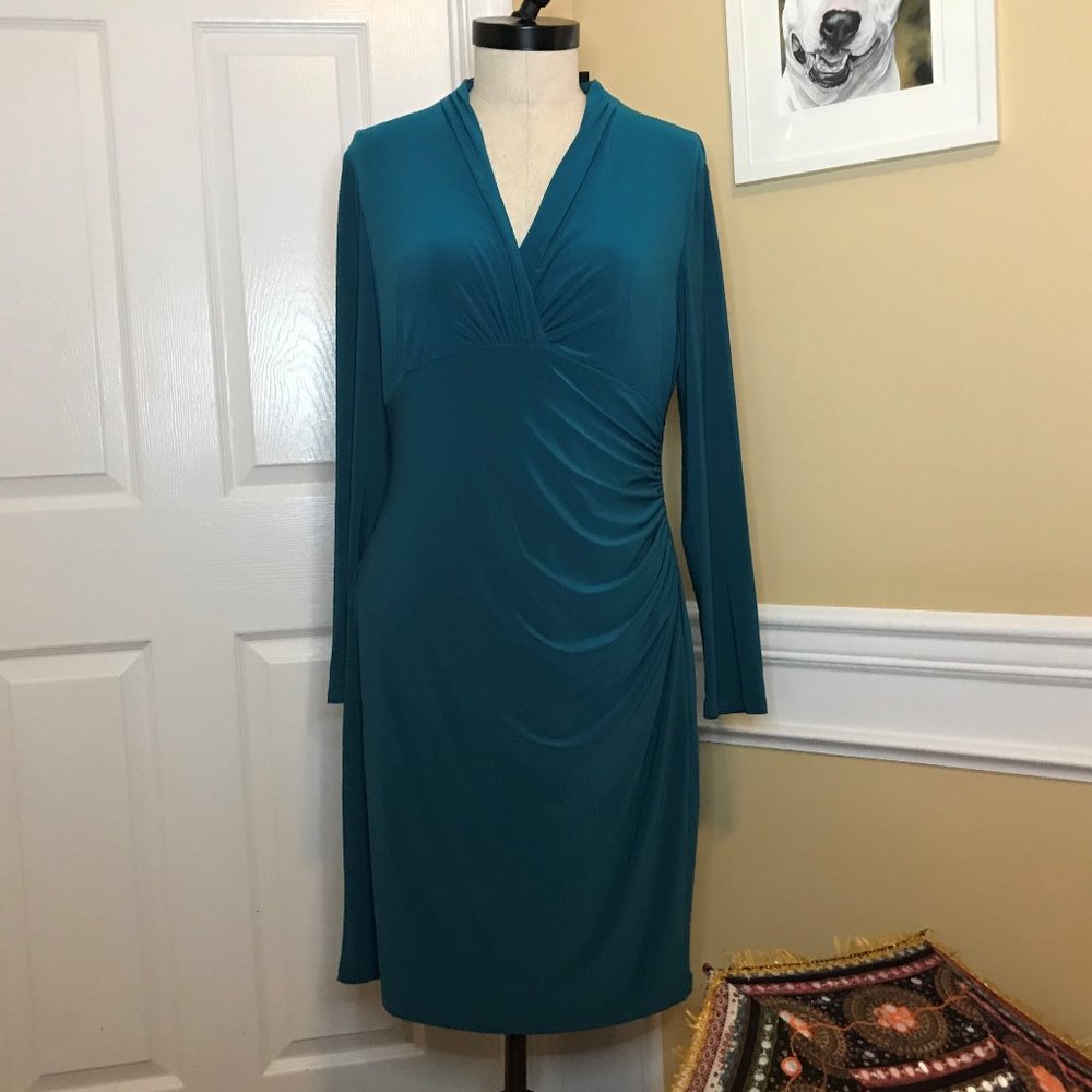 NWT RALPH LAUREN Teal Blue Midi Dress Sz 12